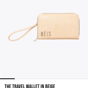 Beis Beige Travel Wallet Patent Leather With Strap & Wristlet